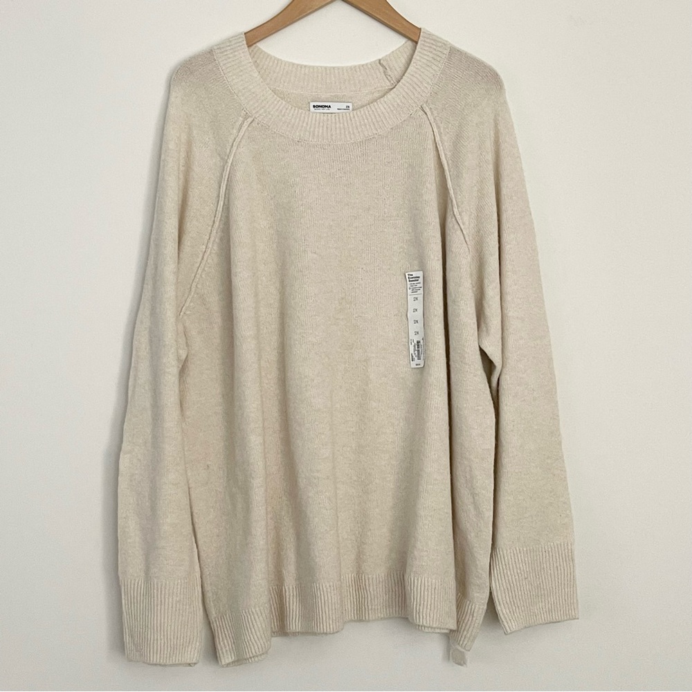 2X Sonoma Goods For Life® Raglan Sweater Beige Plus